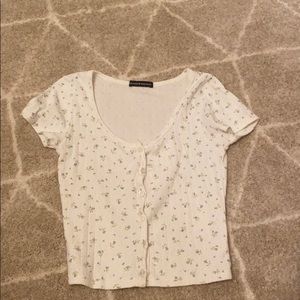 brandy melville floral short sleeve top